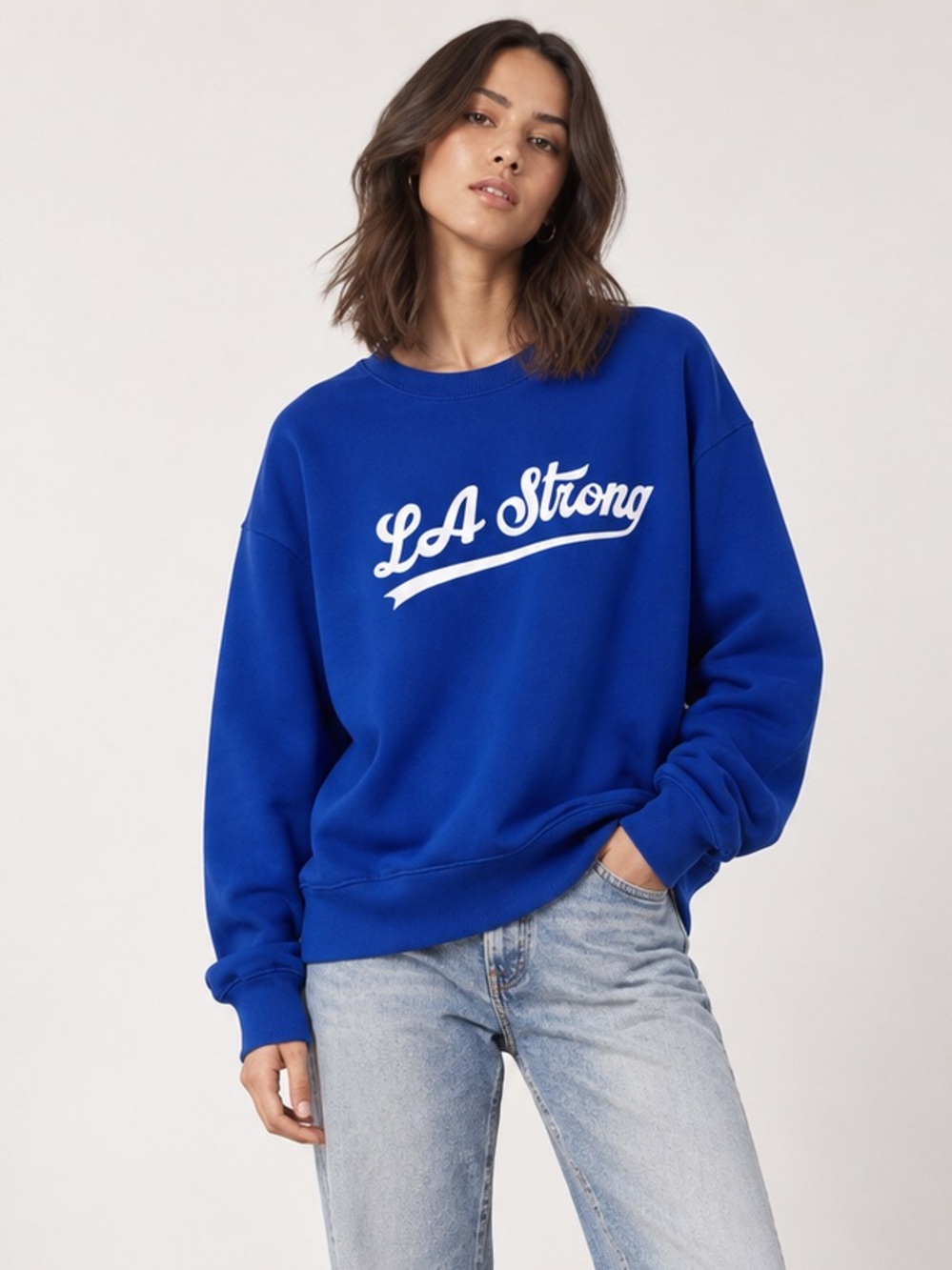 New! NSF LA Strong Graphic Crewneck Sweatshirt Royal Blue Oversized Fit 💙Medium